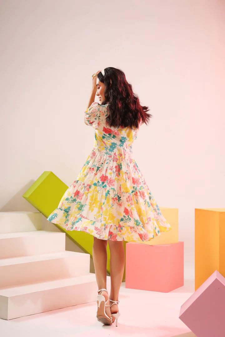 Summer Dress for Women | Short One Piece A-Line Midi Dress | Lightweight Vacation Wear & Daily Casual Outfit