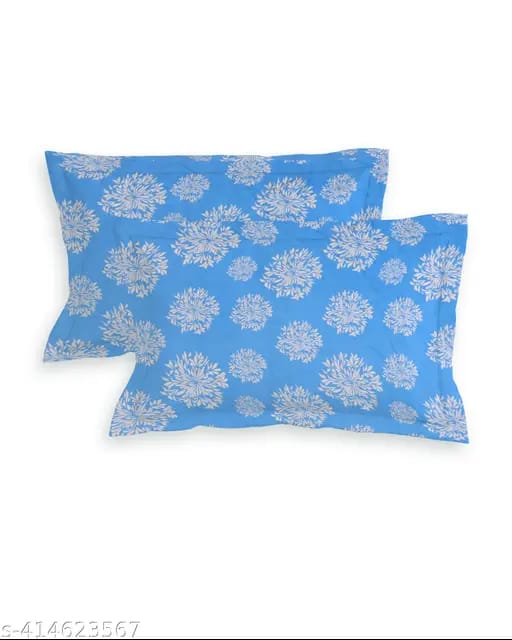 Super Soft Glace Cotton All Round Elastic Fitted Double Bed Bedsheet with 2 Pillow Covers-72x78x8