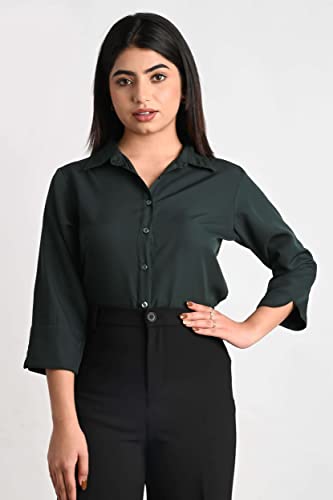 Women's Polyester Stylish Regular Fit Solid Formal Casual Shirts for Women Office Wear 2 Shirt Combo