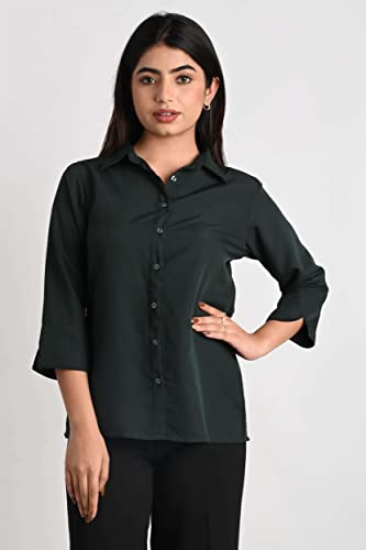 Women's Polyester Stylish Regular Fit Solid Formal Casual Shirts for Women Office Wear 2 Shirt Combo