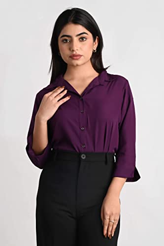Women's Polyester Stylish Regular Fit Solid Formal Casual Shirts for Women Office Wear 2 Shirt Combo