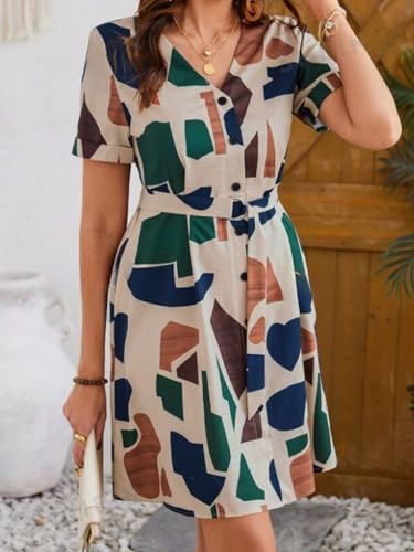 Summer Dress for Women | Short One Piece A-Line Midi Dress | Lightweight Vacation Wear & Daily Casual Outfit