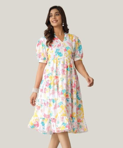 Summer Dress for Women | Short One Piece A-Line Midi Dress | Lightweight Vacation Wear & Daily Casual Outfit