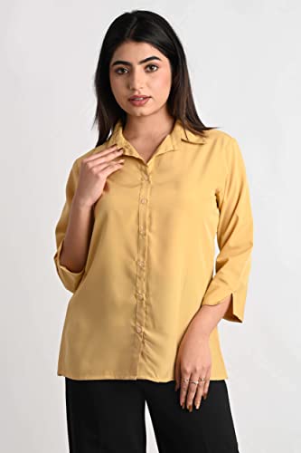 Women's Polyester Stylish Regular Fit Solid Formal Casual Shirts for Women Office Wear 2 Shirt Combo