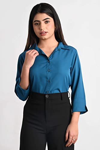 Women's Polyester Stylish Regular Fit Solid Formal Casual Shirts for Women Office Wear 2 Shirt Combo