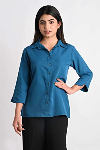 Women's Polyester Stylish Regular Fit Solid Formal Casual Shirts for Women Office Wear 2 Shirt Combo