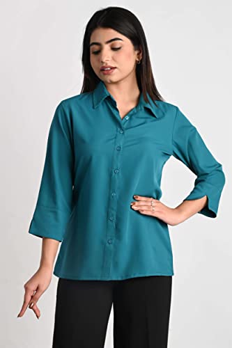 Women's Polyester Stylish Regular Fit Solid Formal Casual Shirts for Women Office Wear 2 Shirt Combo