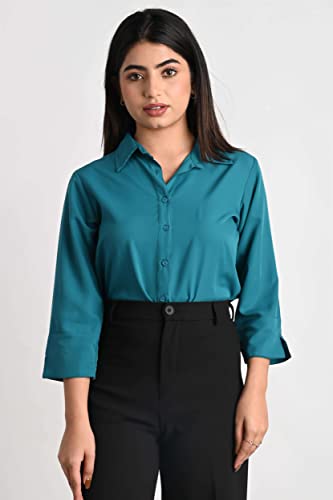 Women's Polyester Stylish Regular Fit Solid Formal Casual Shirts for Women Office Wear 2 Shirt Combo