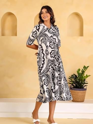 Summer Dress for Women | Short One Piece A-Line Midi Dress | Lightweight Vacation Wear & Daily Casual Outfit