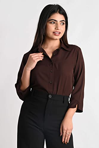 Women's Polyester Stylish Regular Fit Solid Formal Casual Shirts for Women Office Wear 2 Shirt Combo