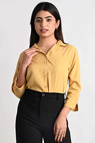 Women's Polyester Stylish Regular Fit Solid Formal Casual Shirts for Women Office Wear 2 Shirt Combo