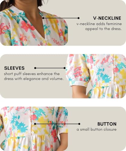 Summer Dress for Women | Short One Piece A-Line Midi Dress | Lightweight Vacation Wear & Daily Casual Outfit