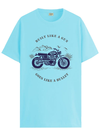 Men's Royal Bike Design Printed 100% Cotton T-Shirt