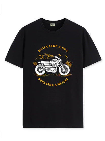 Men's Royal Bike Design Printed 100% Cotton T-Shirt