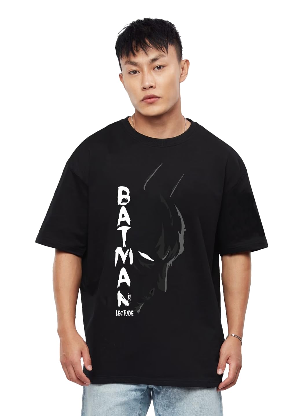 LEOTUDE Men's Cotton Oversized Fit Half Sleeve Oversized Printed T-Shirt, Round Neck Longline Drop Shoulder | ful Printed Combo T-Shirt (Pack of 3)
