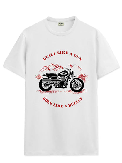 Men's Royal Bike Design Printed 100% Cotton T-Shirt