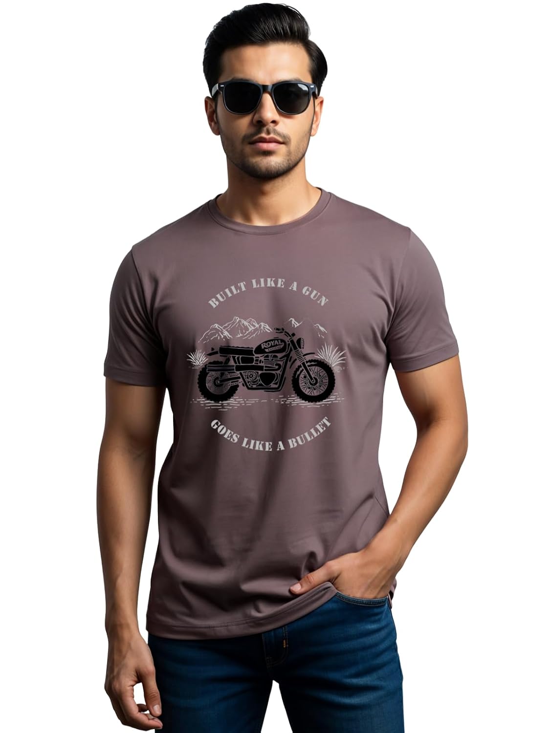 Men's Royal Bike Design Printed 100% Cotton T-Shirt