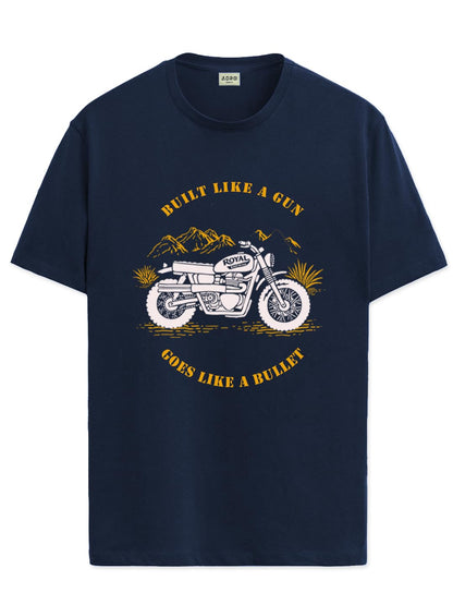 Men's Royal Bike Design Printed 100% Cotton T-Shirt