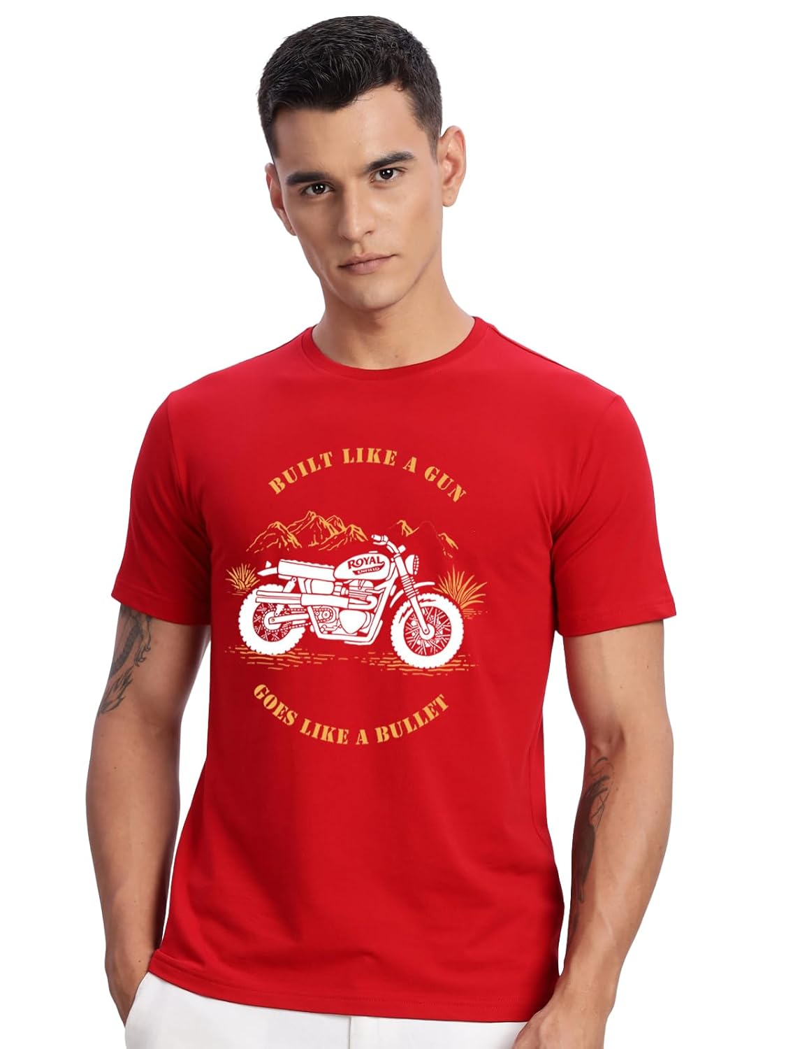 Men's Royal Bike Design Printed 100% Cotton T-Shirt