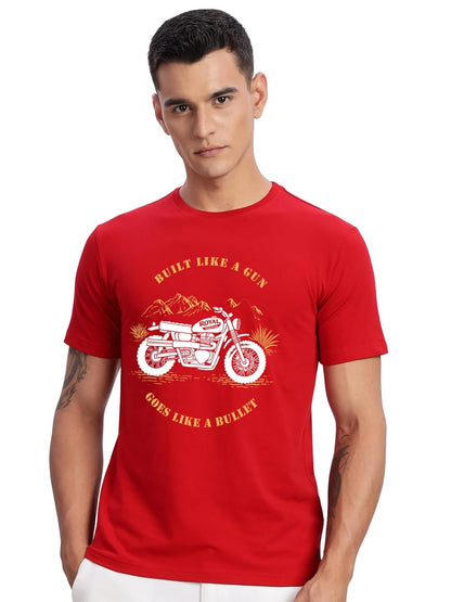 Men's Royal Bike Design Printed 100% Cotton T-Shirt