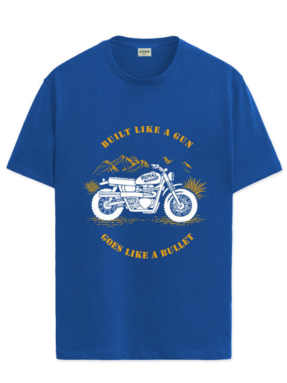 Men's Royal Bike Design Printed 100% Cotton T-Shirt