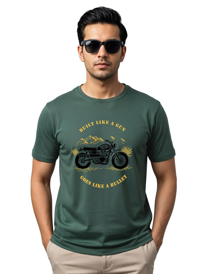 Men's Royal Bike Design Printed 100% Cotton T-Shirt