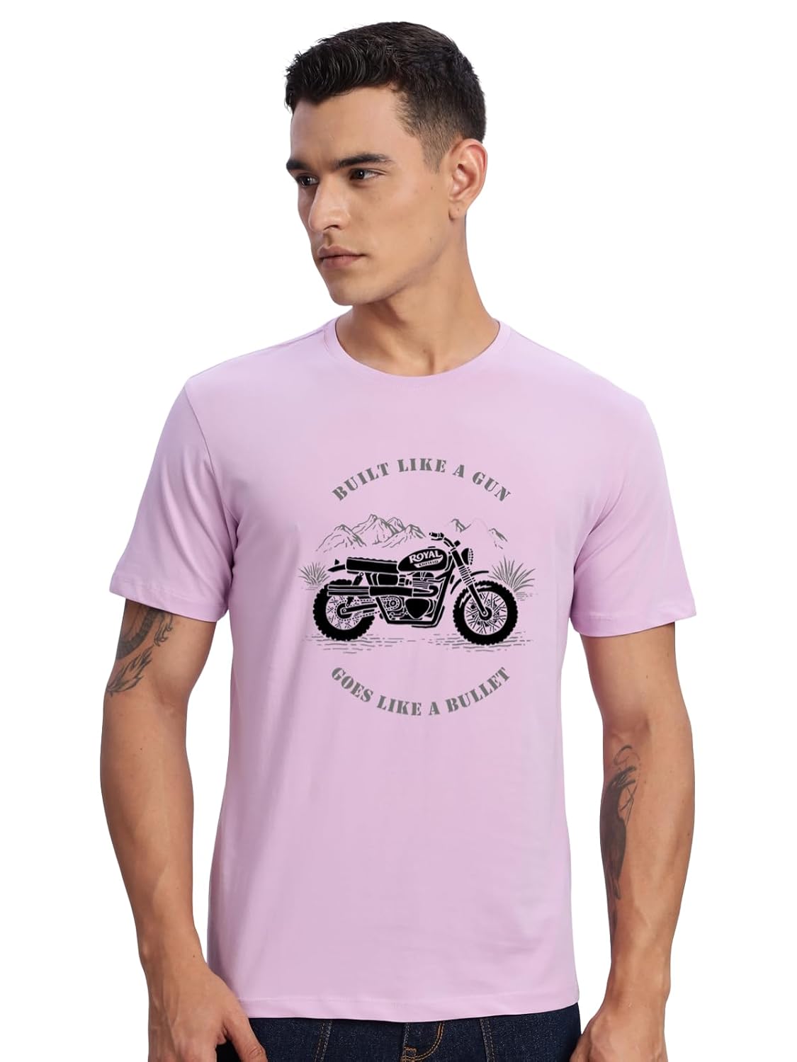 Men's Royal Bike Design Printed 100% Cotton T-Shirt