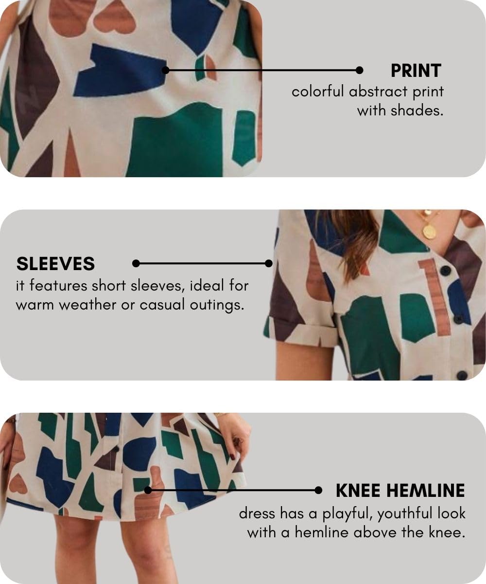 Summer Dress for Women | Short One Piece A-Line Midi Dress | Lightweight Vacation Wear & Daily Casual Outfit