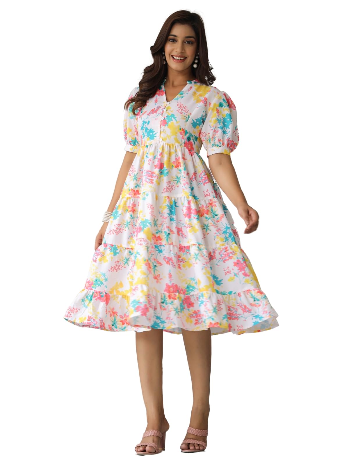 Summer Dress for Women | Short One Piece A-Line Midi Dress | Lightweight Vacation Wear & Daily Casual Outfit
