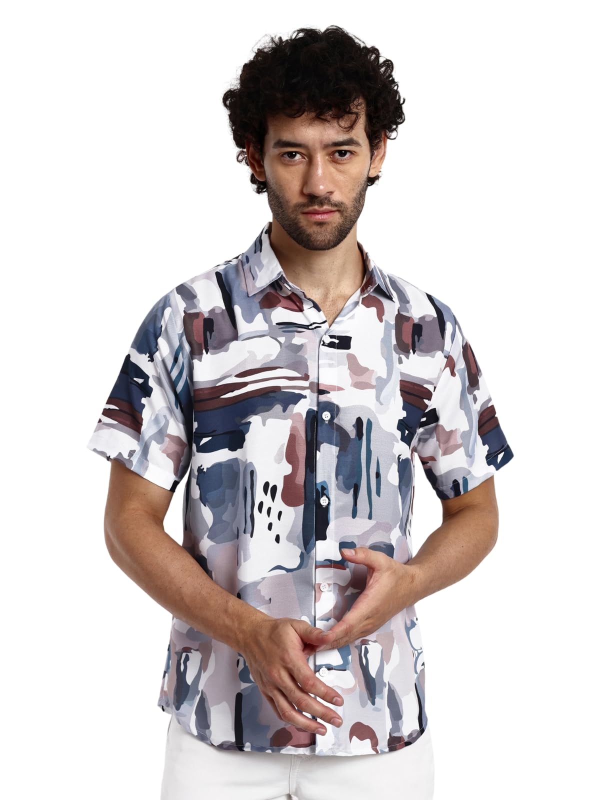 LERIYA FASHION Men's Rayon Shirt - Summer Button Down Shirts | Half Sleeve Printed |Formal |Casual Stylish (Available in Plus Size and Combo Pack of 2)