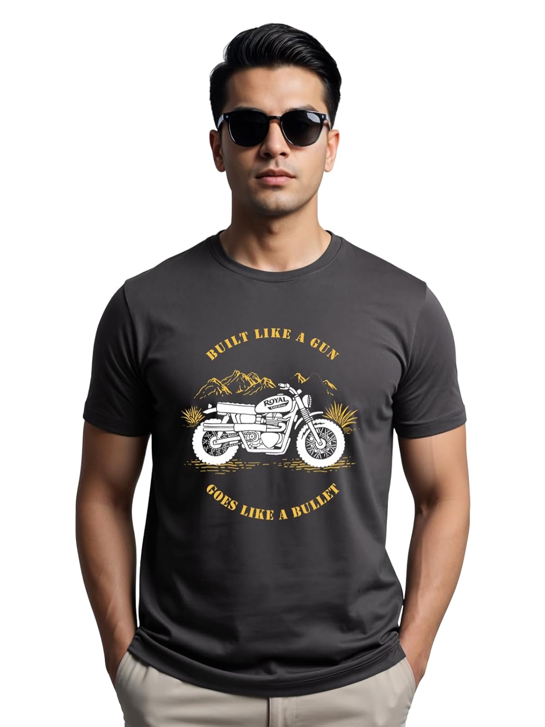 Men's Royal Bike Design Printed 100% Cotton T-Shirt