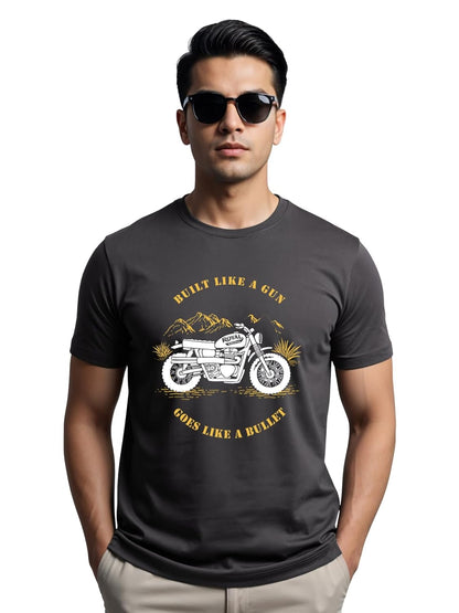 Men's Royal Bike Design Printed 100% Cotton T-Shirt