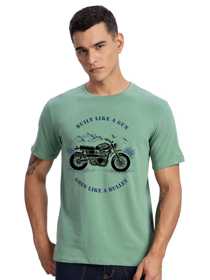Men's Royal Bike Design Printed 100% Cotton T-Shirt