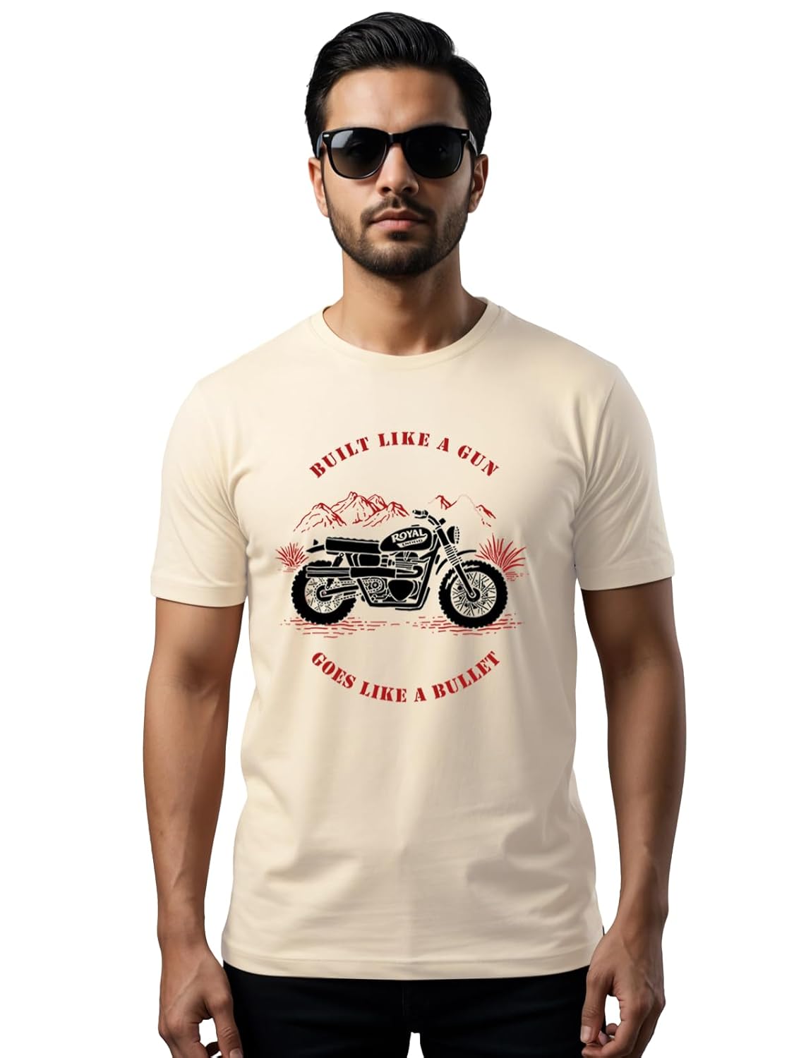 Men's Royal Bike Design Printed 100% Cotton T-Shirt