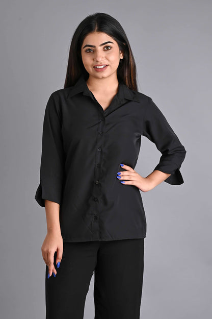 Women's Polyester Stylish Regular Fit Solid Formal Casual Shirts for Women Office Wear 2 Shirt Combo