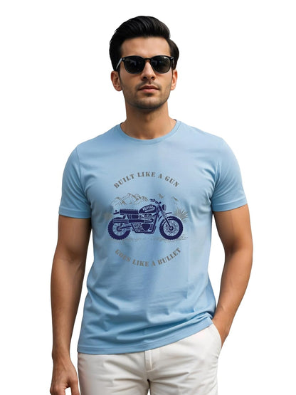 Men's Royal Bike Design Printed 100% Cotton T-Shirt