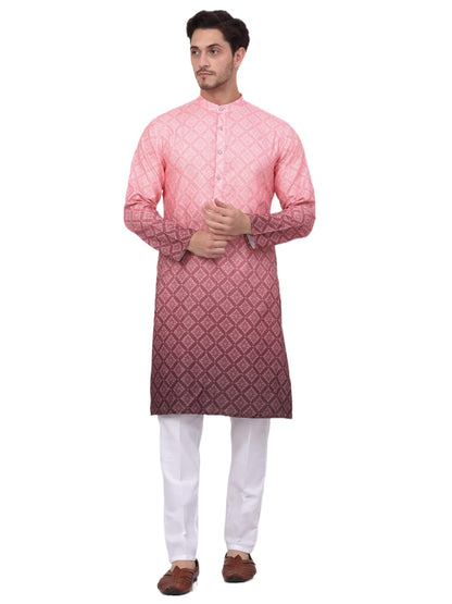 Jompers Thread Work & Sequin Embellished Printed Kurta Set for Men