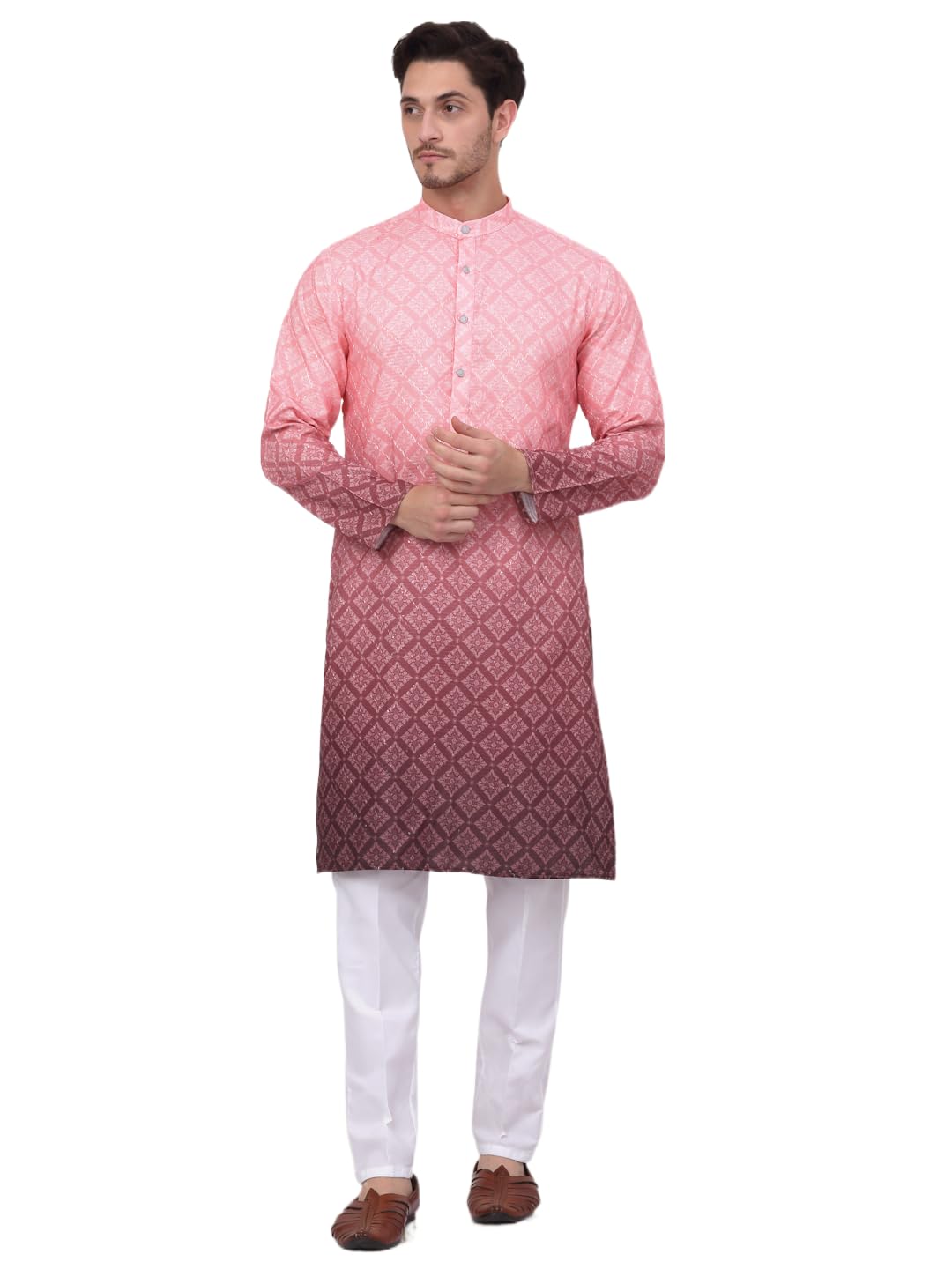 Jompers Thread Work & Sequin Embellished Printed Kurta Set for Men