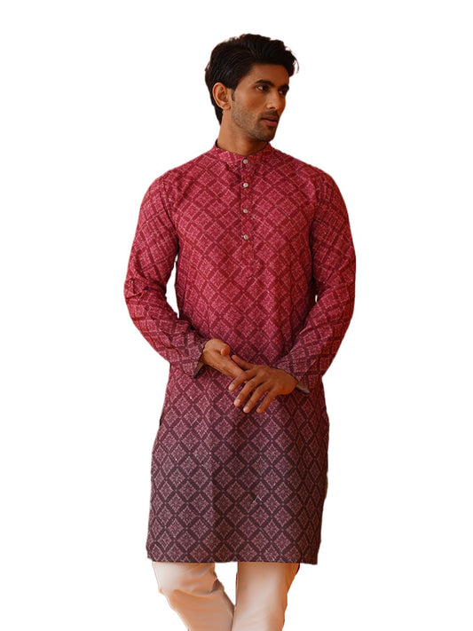 Jompers Thread Work & Sequin Embellished Printed Kurta Set for Men