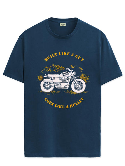 Men's Royal Bike Design Printed 100% Cotton T-Shirt