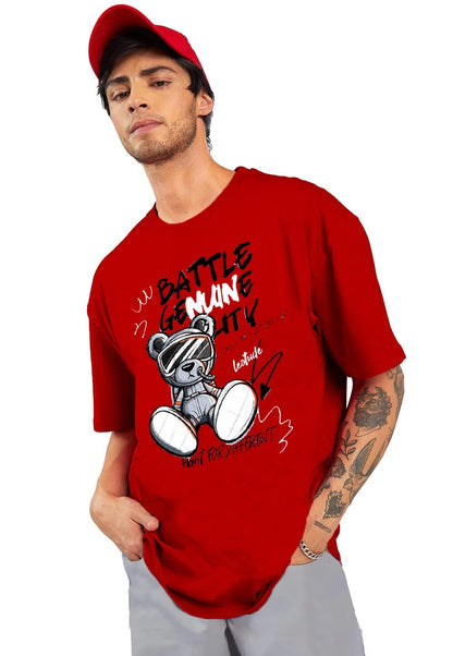 LEOTUDE Men's Cotton Oversized Fit Half Sleeve Oversized Printed T-Shirt, Round Neck Longline Drop Shoulder | ful Printed Combo T-Shirt (Pack of 3)