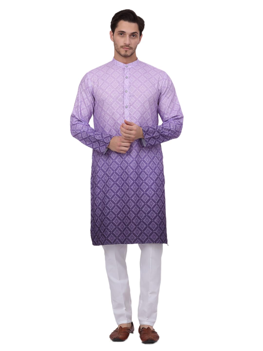 Jompers Thread Work & Sequin Embellished Printed Kurta Set for Men