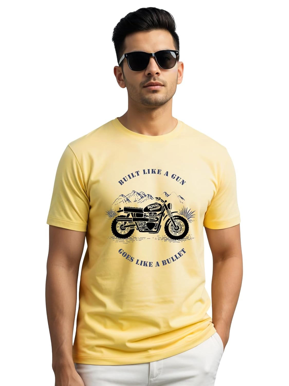 Men's Royal Bike Design Printed 100% Cotton T-Shirt