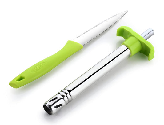Gas Lighter with Free Knife for Kitchen Use | Regular Size Easy Grip, Silver