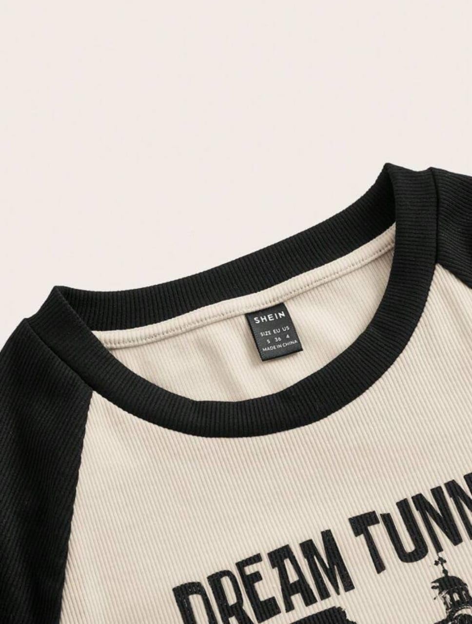 Wear Wild Women's Dream Tunnel Graphic Cotton Ribbed Round Neck Short Sleeve Casual Slim Fit Crop Tops (Beige-M)