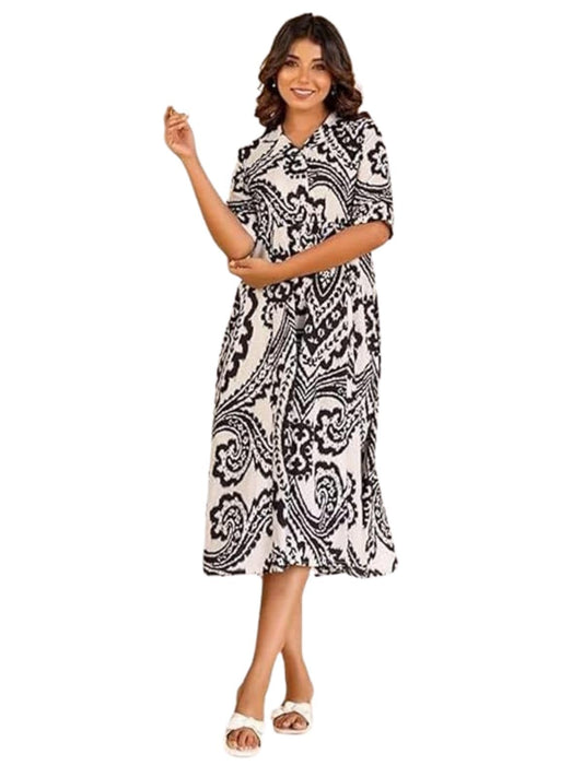 Summer Dress for Women | Short One Piece A-Line Midi Dress | Lightweight Vacation Wear & Daily Casual Outfit