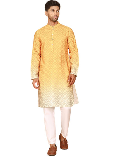 Jompers Thread Work & Sequin Embellished Printed Kurta Set for Men