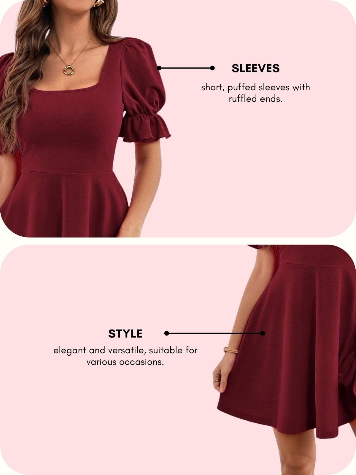 Summer Dress for Women | Short One Piece A-Line Midi Dress | Lightweight Vacation Wear & Daily Casual Outfit