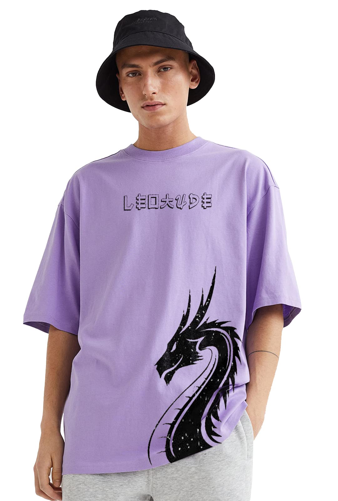 LEOTUDE Men's Cotton Oversized Fit Half Sleeve Oversized Printed T-Shirt, Round Neck Longline Drop Shoulder | ful Printed Combo T-Shirt (Pack of 3)