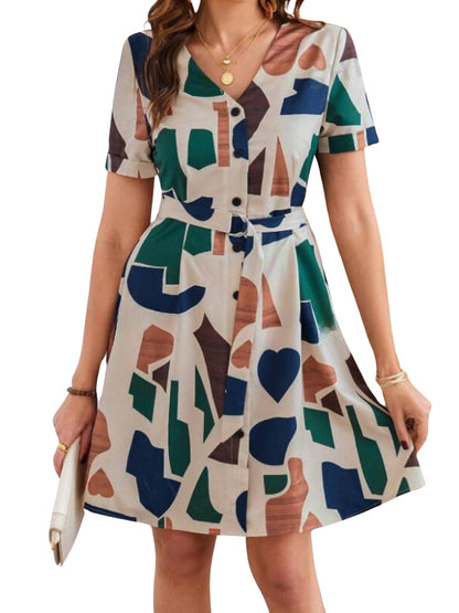 Summer Dress for Women | Short One Piece A-Line Midi Dress | Lightweight Vacation Wear & Daily Casual Outfit